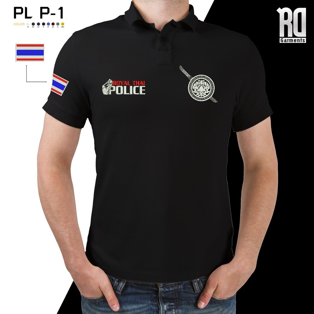 PL P-1 เสื้อโปโลตำรวจ งานปัก