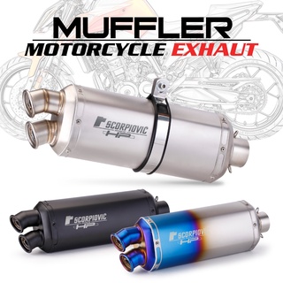 Universal รถจักรยานยนต์ Double Outlet Hole ท่อไอเสียคาร์บอนไฟเบอร์ดัดแปลง Escape ท่อ Muffler DB Killer สำหรับ Z900 GSXR750 R6 R3 ER6N