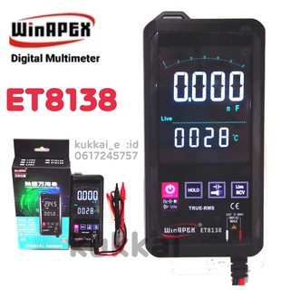 มัลติมิเตอร์ WINAPEX ET8138 Digital multimeter ดิจิตอลมัลติมิเตอร์ มิเตอร์วัดไฟ(ระบบสัมผัส มีไฟหน้าจอ)