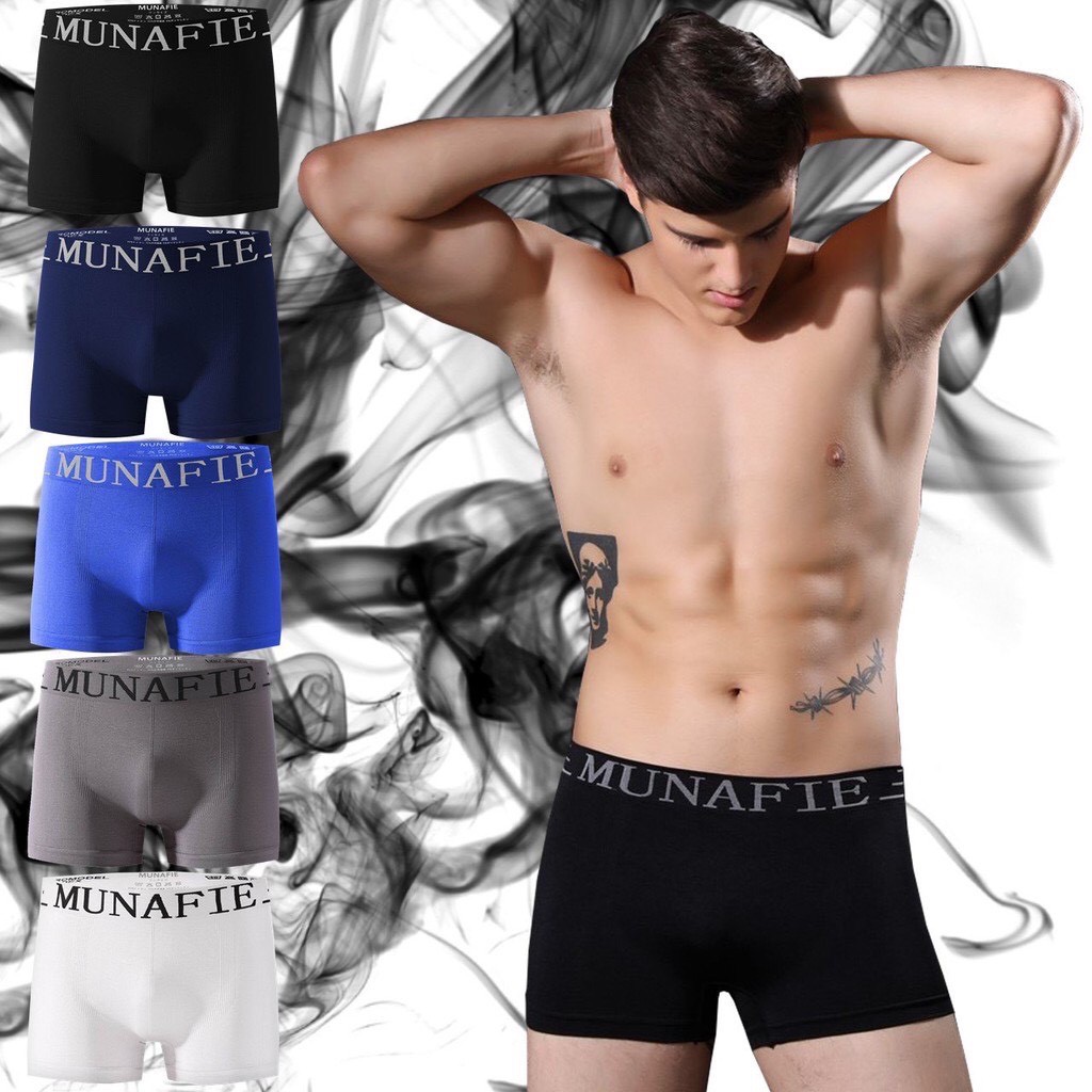 F27-5 แพ็ค5คละสี Munafie Boxer กางเกงในชาย บ๊อกเซอร์