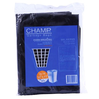 🔥ยอดนิยม!! แชมเปี้ยน ถุงขยะ แบบหนาพิเศษ 36x45 นิ้ว 8 ใบ Champion Garbage Bag Black Color Size 36 x 45 in.