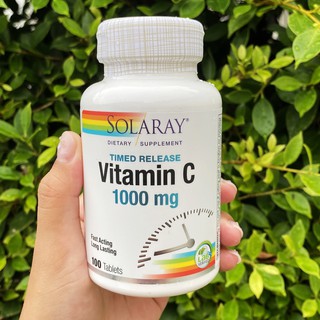 Vitamin C แบบ Timed Release 1000mg 100 เม็ด (Solaray®) วิตซีธรรมชาติ+โรสฮิปและอะเซโรล่าเชอรี่ Rose Hips+Acerola