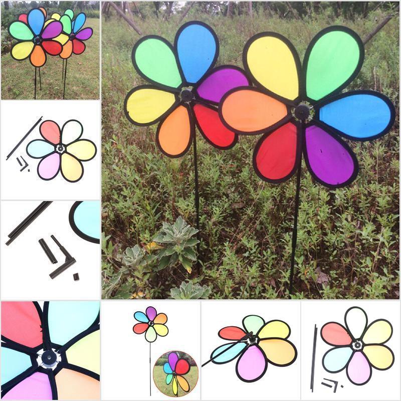LHGC Rainbow Wind Spinner Toy Ground Stake Outdoor Yard Garden Decor Spinner LIV hongchang.th