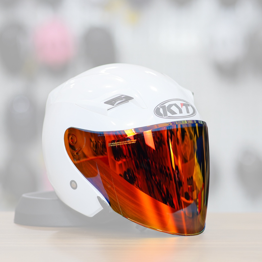 KYT Venom 3/4 Goggles Revo Mirror Light Red สําหรับกลางวันและกลางคืนสวมใส่ (ไม่รวมศีรษะ)