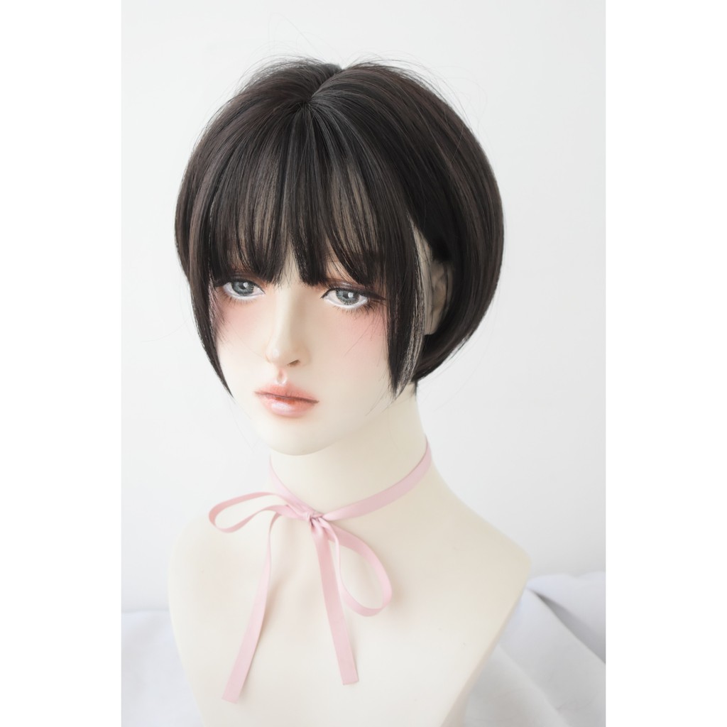 วิกผมสั้น  พร้อมส่ง วิกผม พรีเมี่ยม ซอยผมสั้น น่ารักๆ สไตล์เกาหลียาว 28cm วิกผมสวยราคาถุกแถมnetฟรี