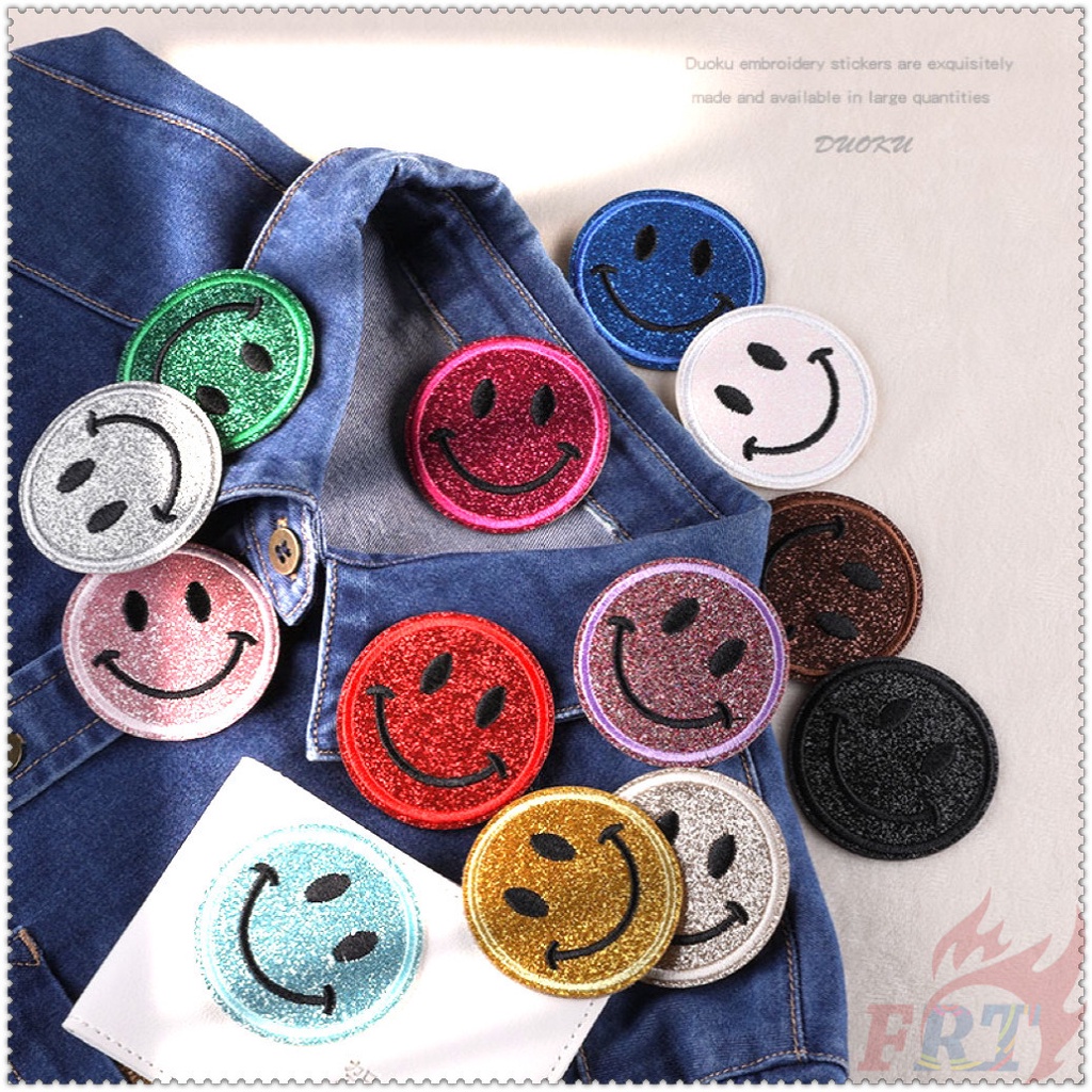 แผ่นรีดติดเสื้อ แบรนด์แฟชั่น - Colorful Smiley World Series 02 แผ่นแพทช์รีดติดเสื้อ ปักลาย Diy จํานวน 1 ชิ้น