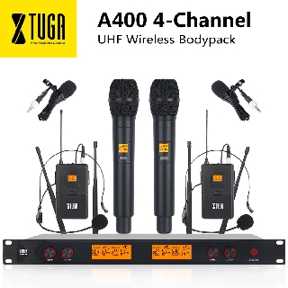 XTUGA A400 UHF ไมโครโฟนไร้สาย Professional ระบบ 4 ช่อง 2 มือ…