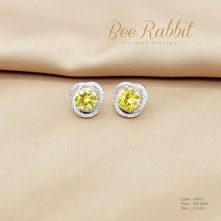 ต่างหูคริสตัลสีเหลืองล้อมเกลียวฝังเพชร - E4977