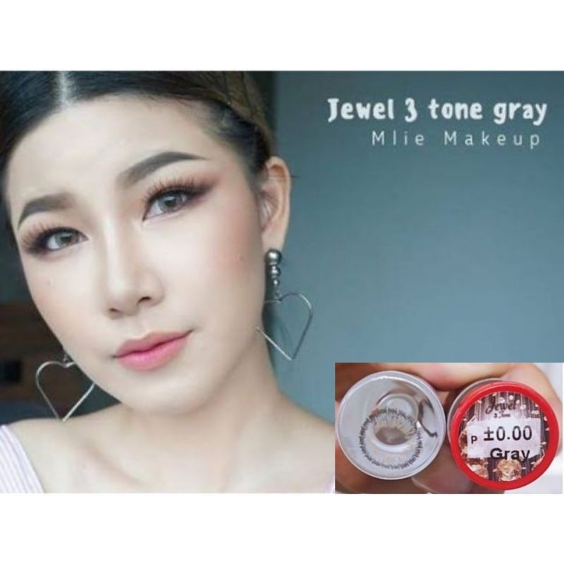 💟 Pitchylen ๑ Jewel 3 tone สายตา -00 ถึง -1000 brown gray Contactlens บิ๊กอาย คอนแทคเลนส์ ราคาถูก แถมตลับฟรี