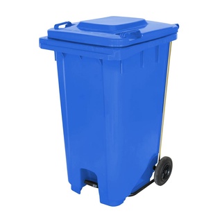 ถังขยะเหลี่ยมขาเหยียบ ฝาเปิด-ปิด MODERN 240L สีน้ำเงินSQUARE DUSTBIN PEDAL WITH WHEEL ACCO 240L BLUE