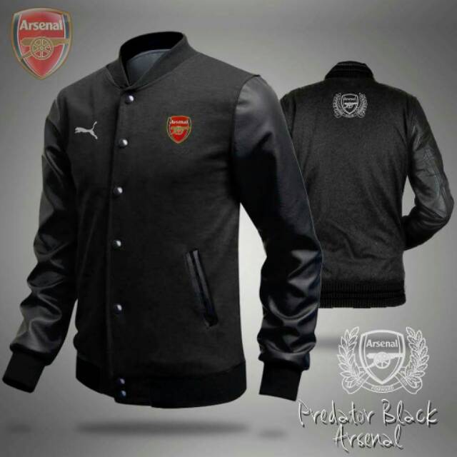 (จัดส่งฟรี) ARSENAL BLACK VARSITY BASEBALL JACKET