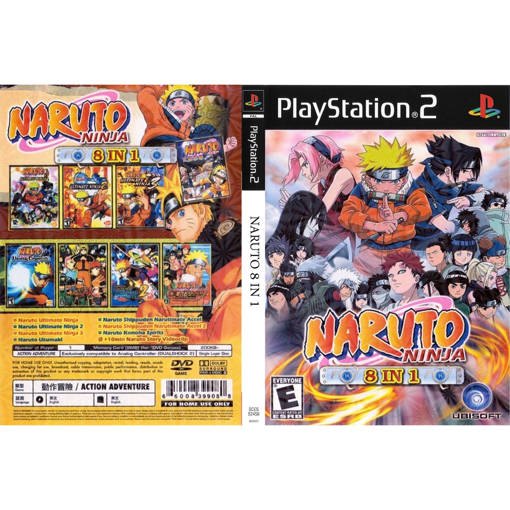 แผ่นเกมส์ Naruto 8 in 1 jap  PS2 Playstation 2 คุณภาพสูง ราคาถูก