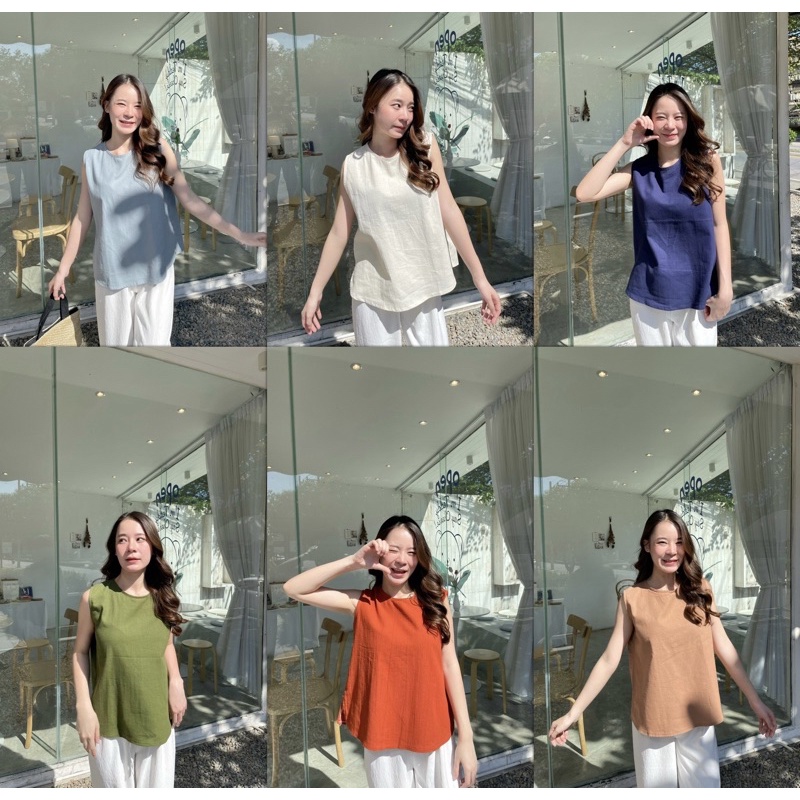เสื้อแขนกุด ผ้าฝ้ายใส่สบาย