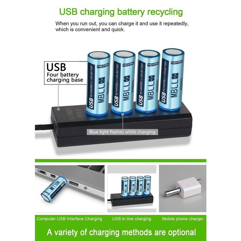 MBLLถ่านชาร์จ USB🇹🇭 1.5V AA1000mAh/AAA400mAh/9V650mAh รุ่นชาร์จผ่านUSB li-ion battery ถ่านกล้อง ถ่านกล้องถ่ายรูป