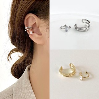 Ringring_acc | Ear Cuff ต่างหูหนีบสไตล์เกาหลี ต่างหูหนีบเพชรเงินแท้พร้อมส่ง สีทอง/เงิน