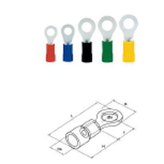 หางปลากลมหุ้ม RV lnsulated Ring Terminals RV 1.25-3 , RV 1.25-4 , RV 1.25-5 , RV 1.25-6ถุงละ100ตัว