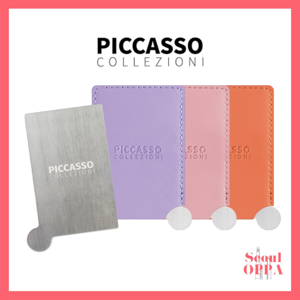 [Piccasso Collezioni] Mini Mixing Palette & Mirror จานผสมรองพื้น สเตนเลส ทรงสี่เหลี่ยม ขนาดเล็ก พร้อมกระจกแต่งหน้า สไตล์เกาหลี Korean Beauty Tools Rectangular Stainless Steel Foundation Plate Tray for Makeup