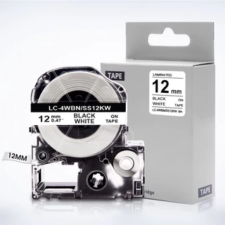 [6 9 12 18 24 มม.] เทปฉลาก LC-4WBN9 SS12KW 12 มม. สําหรับ EPSON LabelWorks LW-300 LW-400 LW-600P LW-700 LW-900P LW-1000P KingJim TepraPro SR330V 8 ม.