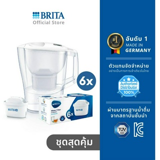 BRITA เหยือกกรองน้ำ รุ่น Aluna XL 3.5L สีขาว +(ไส้กรอง Pack 6)