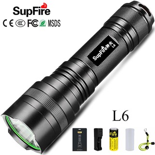 SupFire L6 XM-L2 1100 Lumens พร้อมแบตเตอรี่ 26650 และอุปกรณ์ครบ