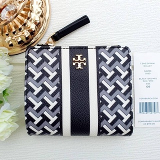 (ผ่อน0%) TORYBURCH T ZAG MINI WALLET  64283 กระเป๋าสตางค์ 2 พับ ใบเล็ก สีดำ