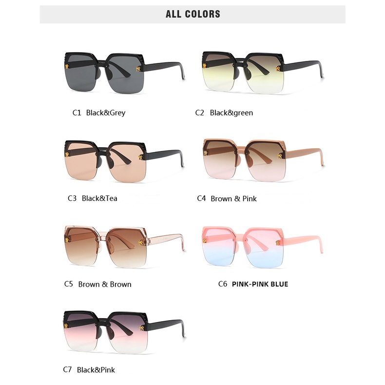 แว่นตากันแดดแฟชั่น กรอบโลหะ ทรงสี่เหลี่ยม ขนาดใหญ่ ไล่โทนสี 2022 - รูปที่ 2