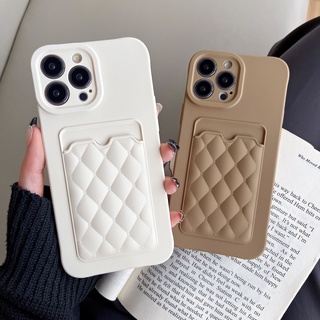 แฟชั่น สาน ผู้ถือบัตร ซิลิโคนเหลว เคสไอโฟน 14 Pro Max iphone 14 plus 12 13 pro max 11 Pro Max Xs Max Xr X 8 7 Plus + Case ใหม่ สีทึบ ป้องกันการหล่น นุ่ม ไอโฟน เคส