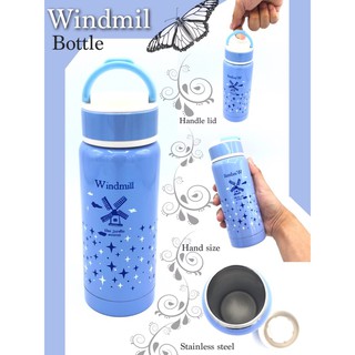 Windmil Bottle กระบอกน้ำฝาเกลียวหูเกี่ยวในตัว สแตนเลส เก็บร้อน/เย็น 6-8 ชม.