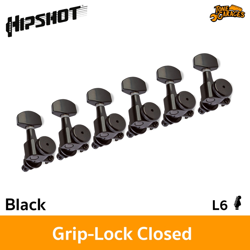 Hipshot Grip-Lock Closed Stag ลูกบิดกีต้าร์ ล็อคสาย สี Black แถวเดียว L6 (6K1EL0B-STAG)