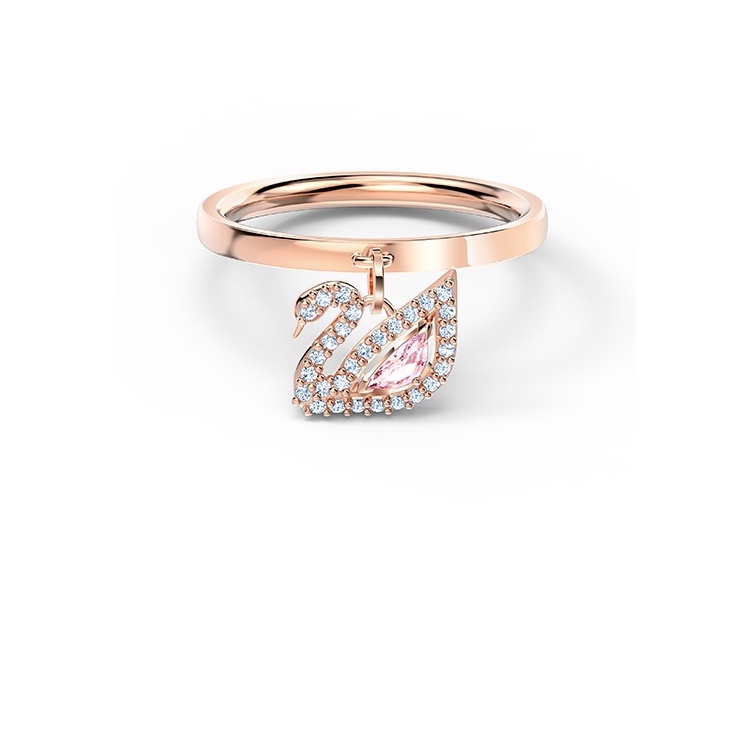 Swarovski DAZZLING SWAN แหวนผู้หญิงหงส์สีชมพูสําหรับเครื่องประดับเด็กผู้หญิง