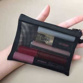 SENSES// New Cosmetic Bag Small Lipstick Air Cushion Bag Portable Portable Mini Makeup Bag Mesh Simple Girl fDML