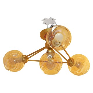 Lamp tray SEMI-FLUSH CEILING LIGHT CARINI L070/3+1 GLASS/METAL MODERN AMBER/GOLD/CHROMIUM 4-LIGHT Interior lamp Light bu