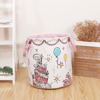 ตะกร้าใส่ผ้า ขนาด 40*36 ซม ตะกร้าผ้าฝ้าย เสื้อผ้าเด็ก ของเล่น แบบพับเก็บได้ ขนาดใหญ่
