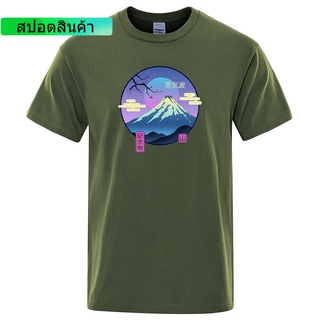 เสื้อยืด พิมพ์ลาย Vaporwave Mount Fuji Memorial Ukiyo สไตล์เรโทร เรียบง่าย สําหรับผู้ชาย