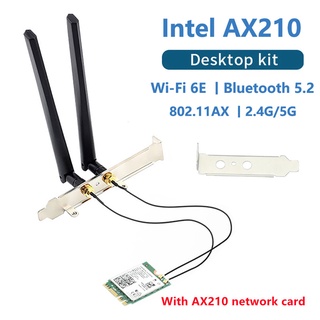 Wi-fi 6E Intel AX210 อะแดปเตอร์การ์ดไร้สาย บลูทูธ 5.2 + 3000Mbps 2.4Ghz 5Ghz 6Ghz M.2 NGFF WiFi 6 การ์ด 802.11ax/ac รองรับ MU-MIMO OFDMA Windows 10 พร้อมเสาอากาศ 6Dbi