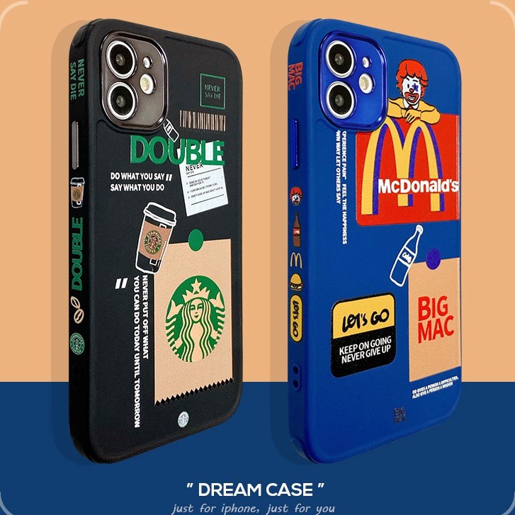 เคสไอโฟน 14 Pro Max เคสapple iPhone TPU McDonald's Starbucks เคส iPhone 13 12 pro max 11 pro max เคสโทรศัพท์ X XS XR เคสไอโฟน นิ่ม กันกระแทก พิมพ์ลายตรงขอบ ปกป้องเต็มรูปแบบ ปกป้องเลนส์กล้อง สำหรับ