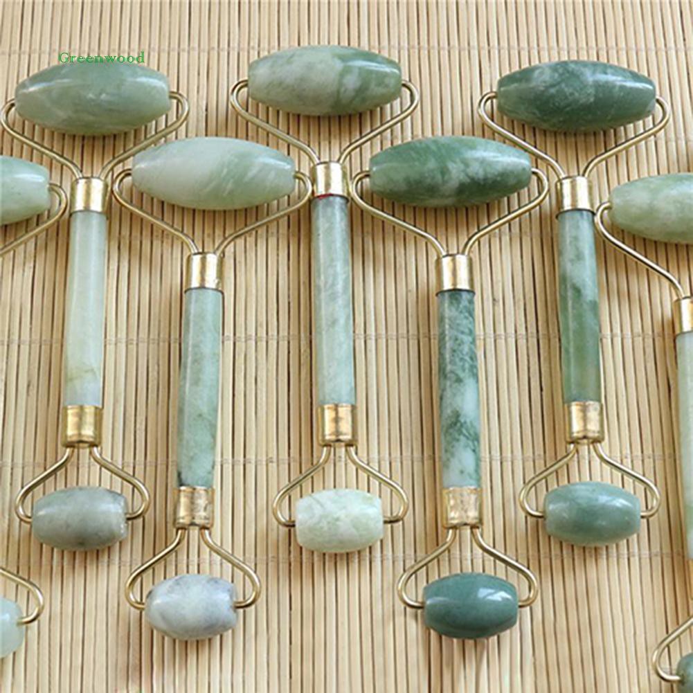 สีเขียวหินธรรมชาติ กัวซา ใบหน้าความงามเครื่องมือนวดใบหน้าคอผิวลูกกลิ้งนวด