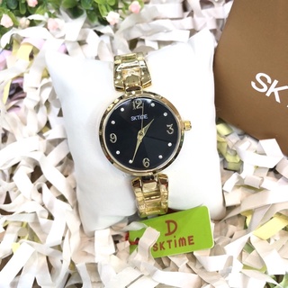 SK-TIME นาฬิกาข้อมือหญิงQuartz Analog 2 ATM กันน้ำ ตัวเรือนและสายสแตน2ไมครอน