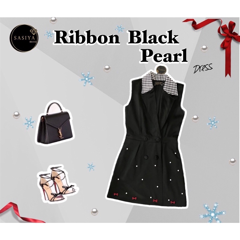 🎀Ribbon Pearl Black Dress🎀