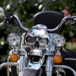 Retro Skull Shaped LED Headlight Unique Motorcycle Front Indicator Light Spotlight Creative Decoration D0UC