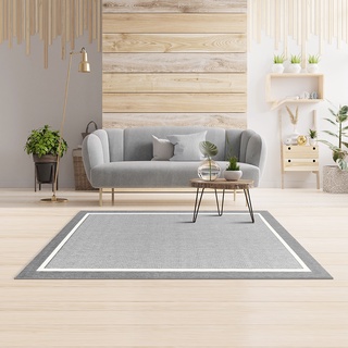 EXPRESS CARPET พรมรุ่น FENIX รหัส 20427 ลายกรอบ ไซส์ S 80x150cm หนา 4 mm พรมปูพื้นห้องนอน พรมห้องนั่งเล่น สไตล์มินิมอล