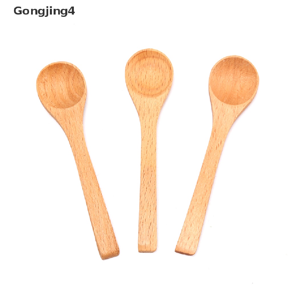 Gongjing4 ช้อนไม้ไม้ไผ่ ทรงกลม สําหรับตักซุป ชา กาแฟ เกลือ 1 ชิ้น
