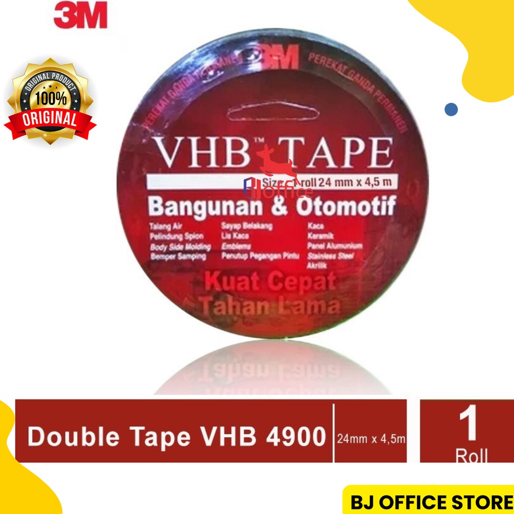 MERAH 3M VHB Double Tape Automotive 4900 ขนาด 24mm x 4.5m - สีแดง