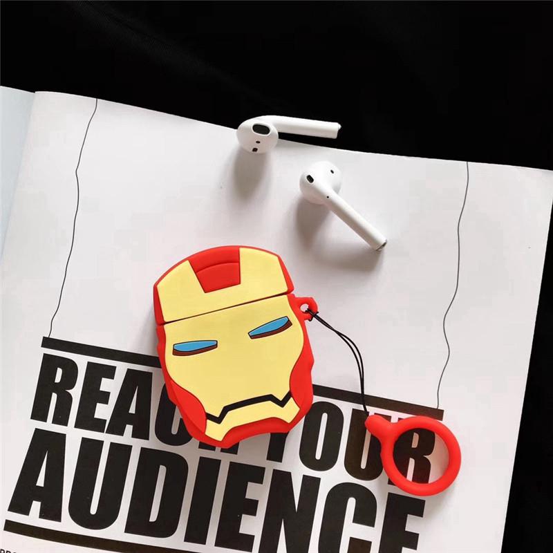 Marvel Iron Man Apple Airpods 1/2 Case Silicone Wireless Earphone Soft Case Protective Case for I9s I11s Airpods 1&amp;2
