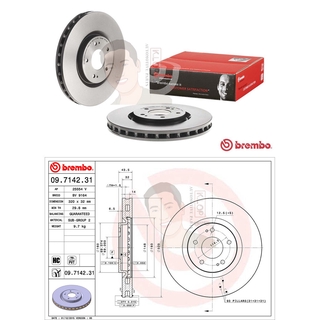 09 7142 31 จานเบรค ล้อ F (ยี่ห้อ BREMBO) รุ่น HC UV PVT MITSUBISHI Lancer Evolution VIII-IX (CT9A) (4-9) ปี1999-&gt;