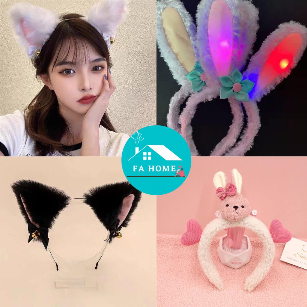 คาดผมหูแมว หูกระต่าย มีสองสีขาวและดำมีกระดิ่งกุ๊งกิ๊ง (พร้อมส่ง)
