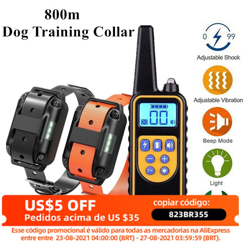 ปลอกคอฝึกสุนัขไฟฟ้า 800 ม. กันน้ํา รีโมทคอนโทรล สัตว์เลี้ยง ปลอกคอฝึกสุนัข แบบชาร์จไฟได้ พร้อมเสียงสั่นช็อต