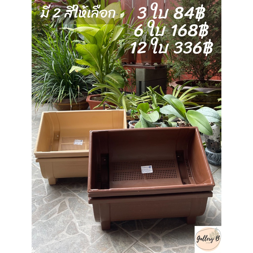 กระถางต้นไม้ กระถางรางยาว 14 นิ้ว สีสวย พลาสติกหนา ลายสวย กระถางสวยงาม
