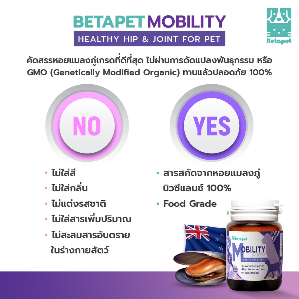 BETAPET อาหารเสริมบำรุงข้อสำหรับสุนัขและแมว ลดความเจ็บปวดในการลุก เดิน นั่ง ขาอ่อนแรง รูปที่ 6