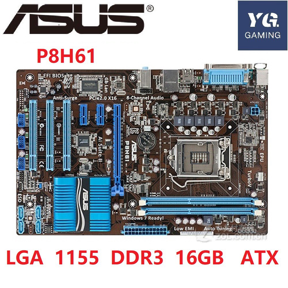 Asus P8H61 Desktop Motherboard H61 Socket LGA 1155 i3 i5 i7 DDR3 16G uATX UEFI BIOS Original Used Mainboard On Sale
